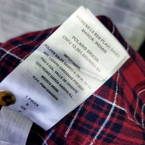 Indian Motorcycles Womens S Red Plaid Shirt with Embroidered Logo Back Roll Tab - Picture 13 of 13